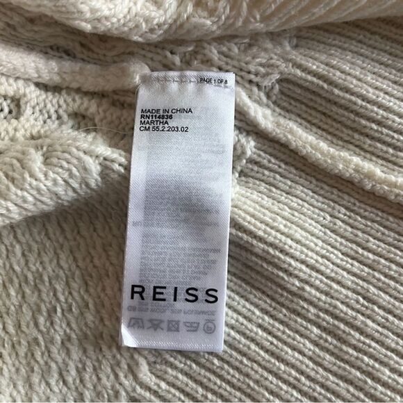REISS NWT SWEATER MARTHA CABLE KNIT HIGH NECK JUMPER CREAM SIZE XS - Picture 9 of 14